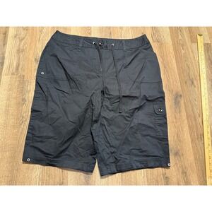 Studio Works Cargo Shorts Womens 18 Black Adult Drawstring Stretch Casual